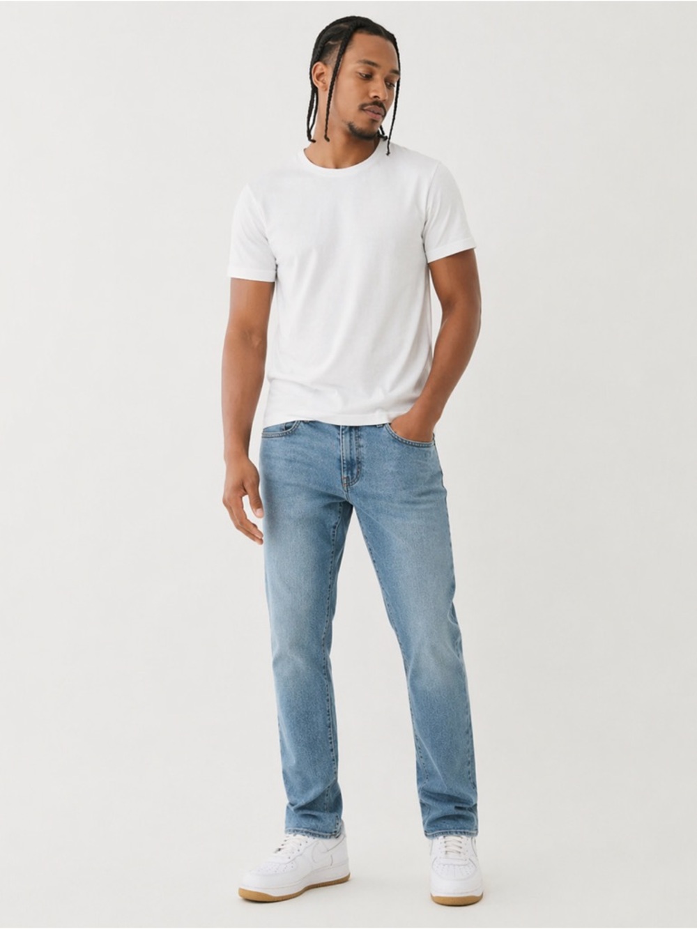 True Religion 34x32 Jeans Geno SN Flap Relaxed Slim Light Idyllic Wash Denim